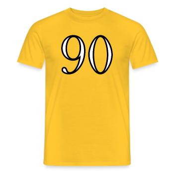 90. 90 JAHRE. 90-JÄHRIGES JUBILÄUM. 90-JÄHRIGES JUBILÄUM. - Männer T-Shirt - Gelb - Vorne - AI Model Male 178 dark (178cm)