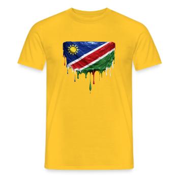 Namibia Flag Drop Art - Men's T-Shirt - yellow - Front - AI Model Male 178 dark (178cm)