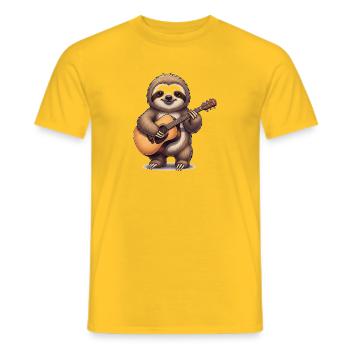 T-shirt Paresseux Mignon Jouant de la Guitare  - T-shirt homme - jaune - Devant - AI Model Male 178 dark (178cm)