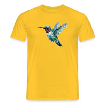 Hummingbird Mosaic - Artful Bird Gift - Men's T-Shirt - yellow - Front - AI Model Male 178 dark (178cm)