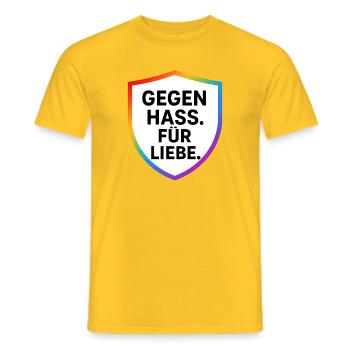 Gegen Hass Für Liebe Shield - Männer T-Shirt - Gelb - Vorne - AI Model Male 178 dark (178cm)