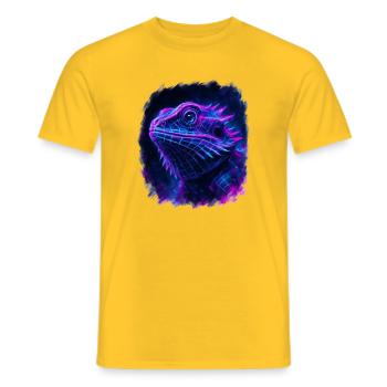 Bearded Dragon Cyberpunk Neon Synthwave - Men's T-Shirt - yellow - Front - AI Model Male 178 dark (178cm)