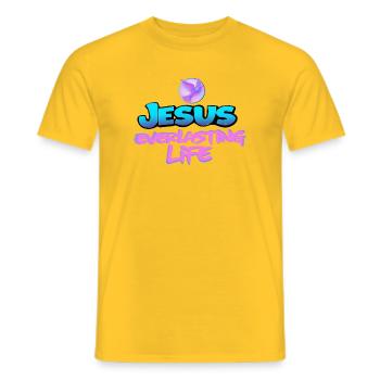 Jesus Everlasting Life Dove Christian Design - Men's T-Shirt - yellow - Front - AI Model Male 178 dark (178cm)