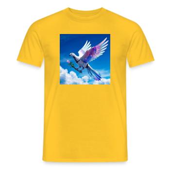 Colorful Dove with Rainbow Wings - Men's T-Shirt - yellow - Front - AI Model Male 178 dark (178cm)