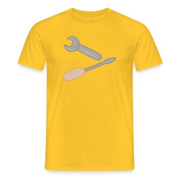 Tool duo: wrench & screwdriver - Men's T-Shirt - yellow - Front - AI Model Male 178 dark (178cm)