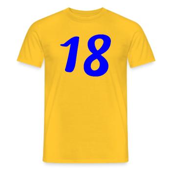 18. 18 JAHRE ALT. 18-JÄHRIGES JUBILÄUM. 18. GEBURTSTAG. - Männer T-Shirt - Gelb - Vorne - AI Model Male 178 dark (178cm)