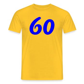 60. 60 JAHRE. 60-JÄHRIGES JUBILÄUM. 60. GEBURTSTAG. - Männer T-Shirt - Gelb - Vorne - AI Model Male 178 dark (178cm)