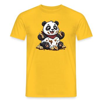 Cute Panda with Tortellini Chaos - Men's T-Shirt - yellow - Front - AI Model Male 178 dark (178cm)