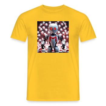 Herzroboter mit leuchtenden Augen - Männer T-Shirt - Gelb - Vorne - AI Model Male 178 dark (178cm)
