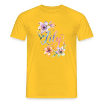 Lily Watercolor Flowers - Men's T-Shirt - yellow - Front - AI Model Male 178 dark (178cm)