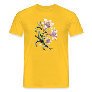Motif vintage des Fleurs de Nénuphar - T-shirt homme - jaune - Devant - AI Model Male 178 dark (178cm)