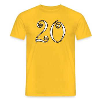 20. 20th ANNIVERSARY. 20 YEARS ANNIVERSARY. 20 YEARS. - Men's T-Shirt - yellow - Front - AI Model Male 178 dark (178cm)