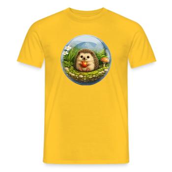 Igel in Glaskugel mit Waldszene - Männer T-Shirt - Gelb - Vorne - AI Model Male 178 dark (178cm)