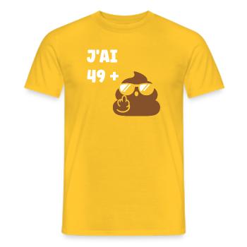 50 ans - T-shirt homme - jaune - Devant - AI Model Male 178 dark (178cm)