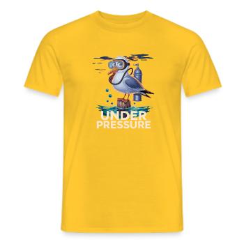 Under pressure seagull with diving mask diver humor - Men's T-Shirt - yellow - Front - AI Model Male 178 dark (178cm)