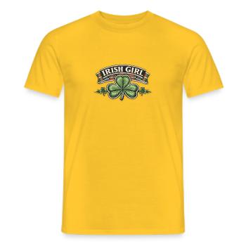 Irish Girl Shamrock Emblem - Men's T-Shirt - yellow - Front - AI Model Male 178 dark (178cm)
