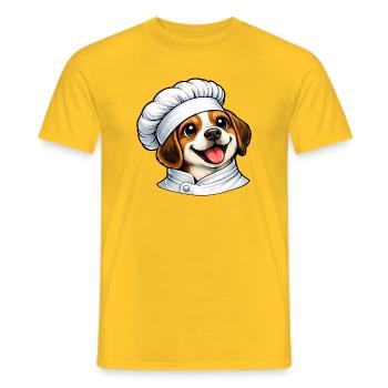 Chef Beagle joyeux Cuisine de dessins animés de bonne humeur - T-shirt homme - jaune - Devant - AI Model Male 178 dark (178cm)