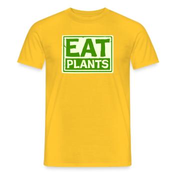 Sigle végétarien végan drôle de Eat Plants - T-shirt homme - jaune - Devant - AI Model Male 178 dark (178cm)