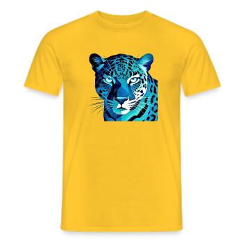 Fluoreszierender geometrischer Blauer Leopard - Männer T-Shirt - Gelb - Vorne - AI Model Male 178 dark (178cm)