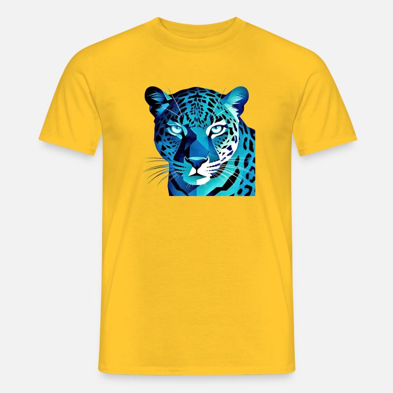 Fluorescerende geometrisk blå leopard - Mænd T-shirt - gul