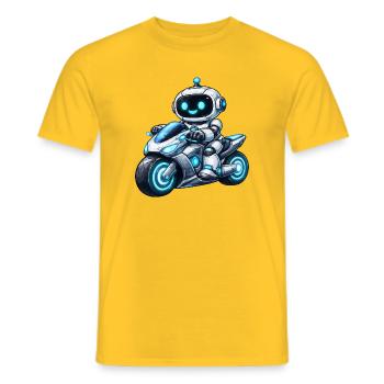 Roboter auf Motorrad - Männer T-Shirt - Gelb - Vorne - AI Model Male 178 dark (178cm)