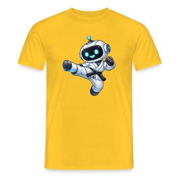Kampfroboter im Karate-Gi - Männer T-Shirt - Gelb - Vorne - AI Model Male 178 dark (178cm)