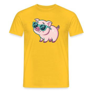 Cool Pig Sunglasses - Men's T-Shirt - yellow - Front - AI Model Male 178 dark (178cm)
