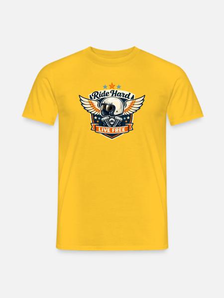 Winged Helm Moto Ride Hard - Männer T-Shirt - Gelb