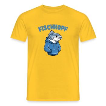  FISCHKOPF Lustiger Angler Spruch Norddeutscher - Männer T-Shirt - Gelb - Vorne - AI Model Male 178 dark (178cm)