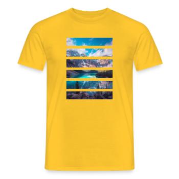 Mosaïque Montagnes et Lac Turquoise - T-shirt homme - jaune - Devant - AI Model Male 178 dark (178cm)