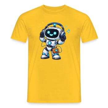 Weltraum-Roboter DJ mit Kopfhörern - Männer T-Shirt - Gelb - Vorne - AI Model Male 178 dark (178cm)