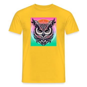Eule - Männer T-Shirt - Gelb - Vorne - AI Model Male 178 dark (178cm)