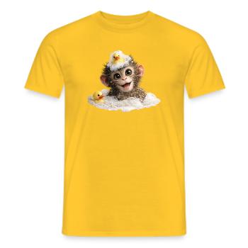 Bathing Time Monkey with Rubber Duck - Men's T-Shirt - yellow - Front - AI Model Male 178 dark (178cm)