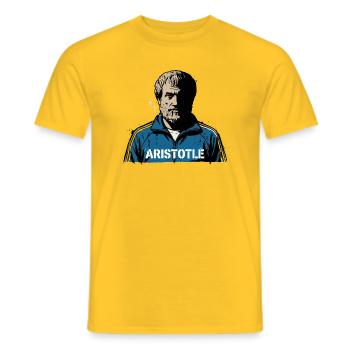 Aristoteles' Straßenkluges Porträt - Männer T-Shirt - Gelb - Vorne - AI Model Male 178 dark (178cm)