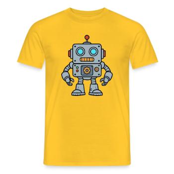 Retro Robot Pop Art - Men's T-Shirt - yellow - Front - AI Model Male 178 dark (178cm)