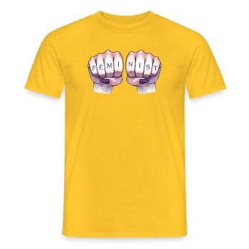 Feministische Fäuste - Männer T-Shirt - Gelb - Vorne - AI Model Male 178 dark (178cm)