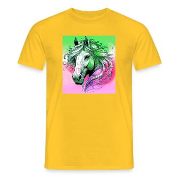 horse - Men's T-Shirt - yellow - Front - AI Model Male 178 dark (178cm)