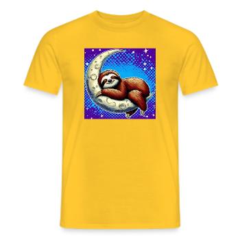Sloth sleeps on the Moon - Men's T-Shirt - yellow - Front - AI Model Male 178 dark (178cm)