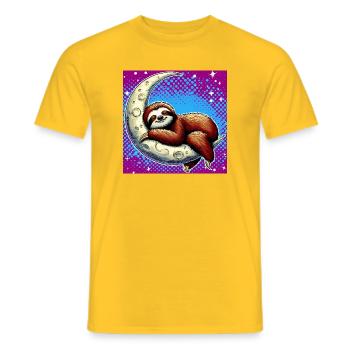 Sloth sleeps on the Moon - Men's T-Shirt - yellow - Front - AI Model Male 178 dark (178cm)
