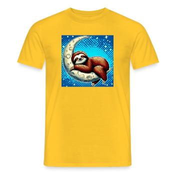 Sloth sleeps on the Moon - Men's T-Shirt - yellow - Front - AI Model Male 178 dark (178cm)