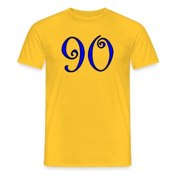 90. 90 ANS. 90e ANNIVERSAIRE. ANNIVERSAIRE 90 ANS. - T-shirt homme - jaune - Devant - AI Model Male 178 dark (178cm)