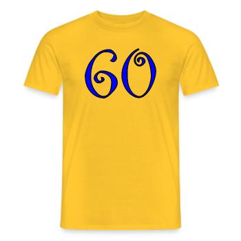 60. 60 JAHRE. 60-JÄHRIGES JUBILÄUM. 60. GEBURTSTAG. - Männer T-Shirt - Gelb - Vorne - AI Model Male 178 dark (178cm)