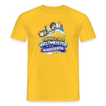 Schlafweltmeister im Ausschlafen - Männer T-Shirt - Gelb - Vorne - AI Model Male 178 dark (178cm)