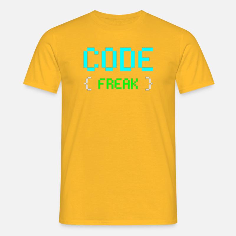Pixel Code Freak Neon Tee - Männer T-Shirt - Gelb