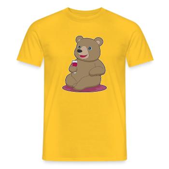Bear Red Wine - Men's T-Shirt - yellow - Front - AI Model Male 178 dark (178cm)