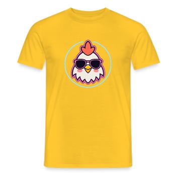 Rooster in Neon Pink Glasses - Men's T-Shirt - yellow - Front - AI Model Male 178 dark (178cm)