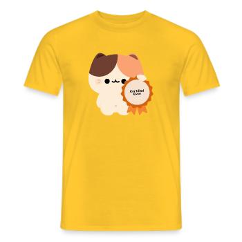 Certified Cute Tortie Cat  - Men's T-Shirt - yellow - Front - AI Model Male 178 dark (178cm)