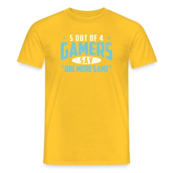 5 Out Of 4 Gamers One More Game Humor - Men's T-Shirt - yellow - Front - AI Model Male 178 dark (178cm)
