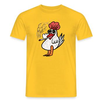 Lustig witziges spaßiges Huhn Kiffer - Männer T-Shirt - Gelb - Vorne - AI Model Male 178 dark (178cm)