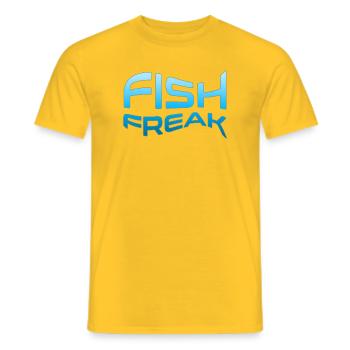 Typographie aquatique de POISSONS FREAK - T-shirt homme - jaune - Devant - AI Model Male 178 dark (178cm)